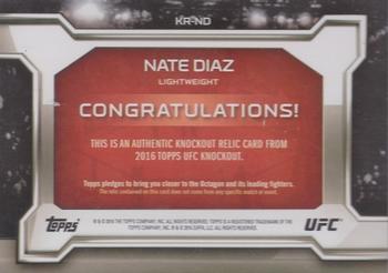 2016 Topps UFC Knockout - Relics #KR-ND Nate Diaz Back