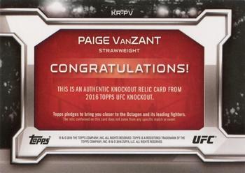 2016 Topps UFC Knockout - Relics #KR-PV Paige VanZant Back