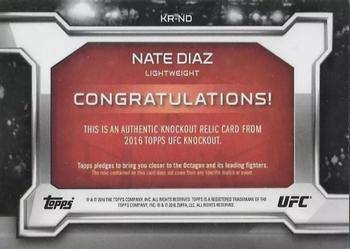 2016 Topps UFC Knockout - Relics Ruby #KR-ND Nate Diaz Back