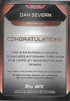 2016 Topps UFC Knockout - Scarlet Signatures #SSA-DS Dan Severn Back