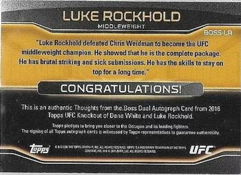 2016 Topps UFC Knockout - Thoughts from the Boss Dual Autographs #BOSS-LR Luke Rockhold / Dana White Back