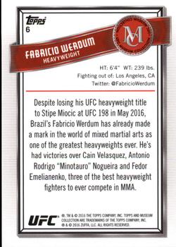 2016 Topps UFC Museum Collection #6 Fabricio Werdum Back