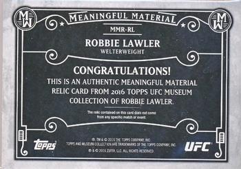 2016 Topps UFC Museum Collection - Meaningful Material Relics Gold #MMR-RL Robbie Lawler Back