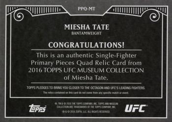 2016 Topps UFC Museum Collection - Single-Fighter Primary Pieces Quad Relics #PPQ-MT Miesha Tate Back