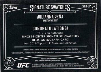 2016 Topps UFC Museum Collection - Single-Fighter Signature Swatches Relic Autographs #SRA-JP Julianna Peña Back