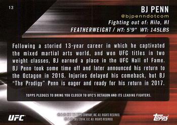 2017 Topps UFC Knockout #13 BJ Penn Back