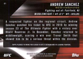 2017 Topps UFC Knockout #61 Andrew Sanchez Back