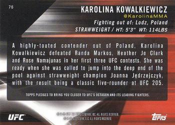2017 Topps UFC Knockout #76 Karolina Kowalkiewicz Back
