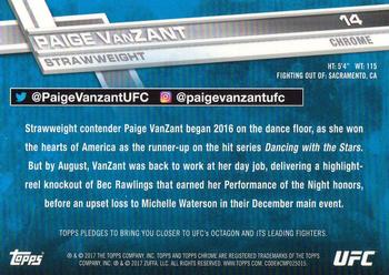2017 Topps Chrome UFC #14 Paige VanZant Back