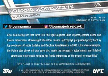 2017 Topps Chrome UFC #53 Joanna Jędrzejczyk Back