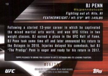 2017 Topps UFC Knockout - Green #13 BJ Penn Back