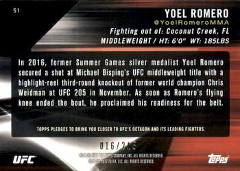 2017 Topps UFC Knockout - Green #51 Yoel Romero Back