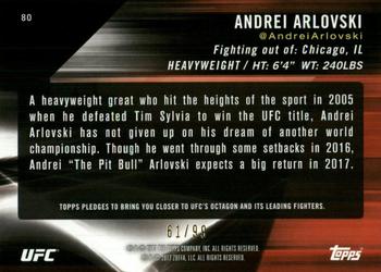 2017 Topps UFC Knockout - Blue #80 Andrei Arlovski Back