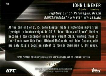 2017 Topps UFC Knockout - Blue #94 John Lineker Back