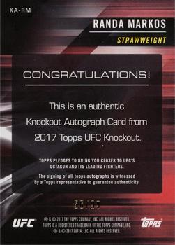 2017 Topps UFC Knockout - Knockout Autographs #KA-RM Randa Markos Back