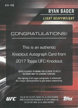 2017 Topps UFC Knockout - Knockout Autographs Blue #KA-RB Ryan Bader Back