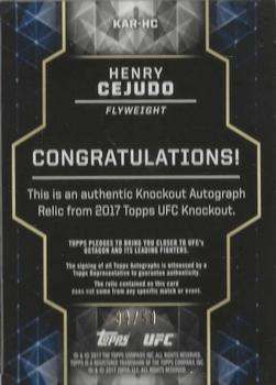 2017 Topps UFC Knockout - Knockout Autographed Relics Green #KAR-HC Henry Cejudo Back