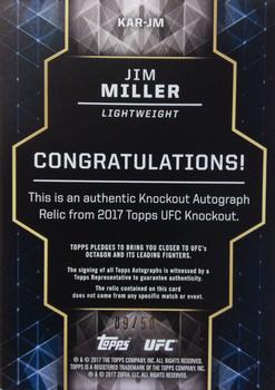 2017 Topps UFC Knockout - Knockout Autographed Relics Green #KAR-JM Jim Miller Back