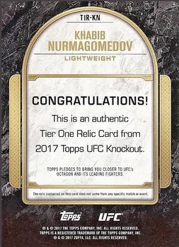 2017 Topps UFC Knockout - Tier One Relics Gold #T1R-KN Khabib Nurmagomedov Back