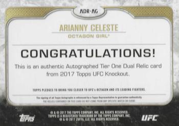 2017 Topps UFC Knockout - Tier One Autographed Dual Relics #ADR-AC Arianny Celeste Back