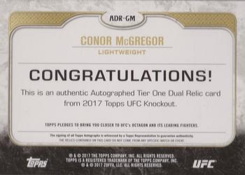 2017 Topps UFC Knockout - Tier One Autographed Dual Relics #ADR-CM Conor McGregor Back