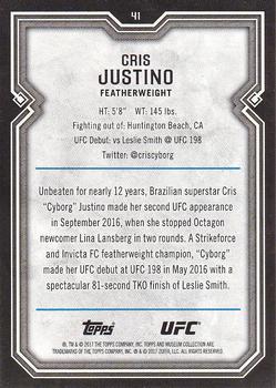 2017 Topps Museum Collection UFC #41 Cris Justino Back