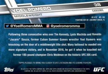 2017 Topps Chrome UFC - Blue Wave Refractor #38 Yoel Romero Back