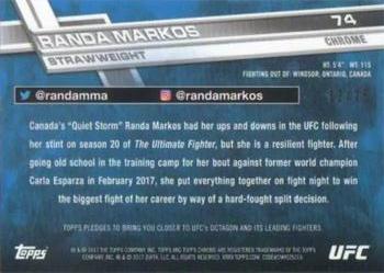 2017 Topps Chrome UFC - Blue Wave Refractor #74 Randa Markos Back