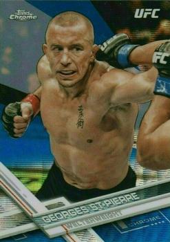 2017 Topps Chrome UFC - Blue Wave Refractor #96 Georges St-Pierre Front