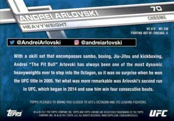 2017 Topps Chrome UFC - Diamond Refractor #70 Andrei Arlovski Back