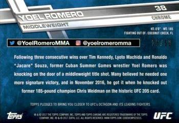 2017 Topps Chrome UFC - Gold Refractor #38 Yoel Romero Back