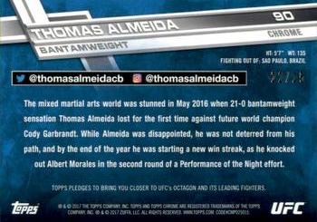 2017 Topps Chrome UFC - Orange Refractor #90 Thomas Almeida Back