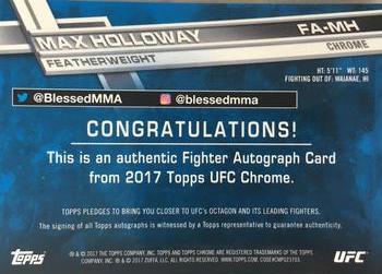 2017 Topps Chrome UFC - Fighter Autographs #FA-MH Max Holloway Back