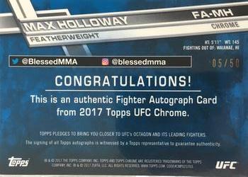 2017 Topps Chrome UFC - Fighter Autographs Gold Refractor #FA-MH Max Holloway Back
