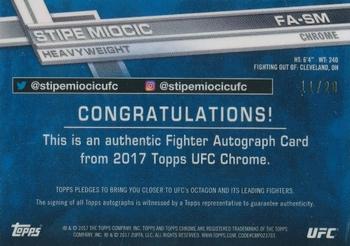 2017 Topps Chrome UFC - Fighter Autographs Refractor #FA-SM Stipe Miocic Back
