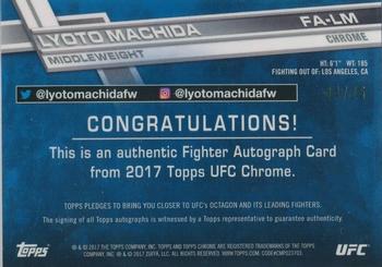 2017 Topps Chrome UFC - Fighter Autographs Orange Refractor #FA-LM Lyoto Machida Back