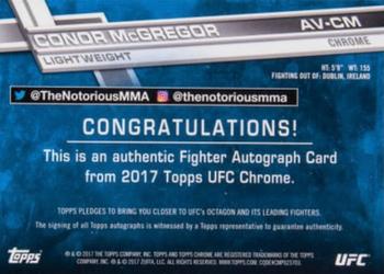 2017 Topps Chrome UFC - Fighter Autographs Variations #FA-CM Conor McGregor Back