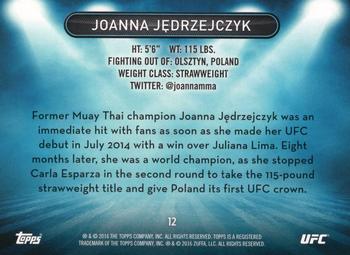 2016 Topps UFC High Impact #12 Joanna Jedrzejczyk Back