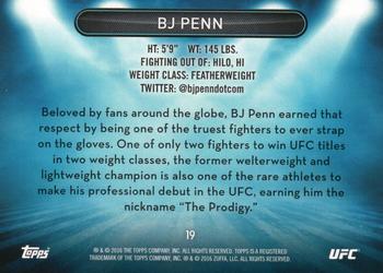 2016 Topps UFC High Impact #19 BJ Penn Back