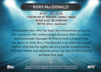 2016 Topps UFC High Impact #31 Rory MacDonald Back