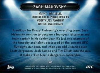 2016 Topps UFC High Impact - Blue #40 Zach Makovsky Back