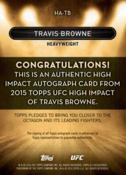 2016 Topps UFC High Impact - Autographs #HA-TB Travis Browne Back