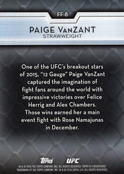 2016 Topps UFC High Impact - Femme Fighters #FF-8 Paige VanZant Back