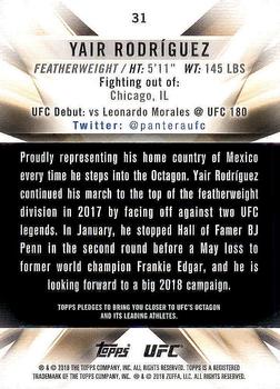2018 Topps UFC Knockout #31 Yair Rodríguez Back