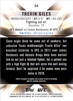 2018 Topps UFC Knockout #54 Trevin Giles Back