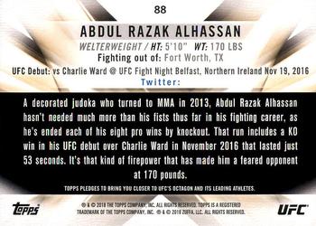 2018 Topps UFC Knockout #88 Abdul Razak Alhassan Back