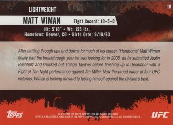 2009 Topps UFC Round 2 - Gold #10 Matt Wiman Back