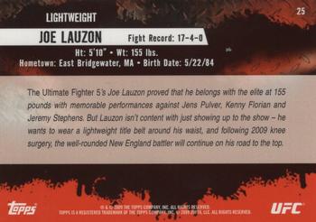 2009 Topps UFC Round 2 - Gold #25 Joe Lauzon Back