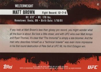 2009 Topps UFC Round 2 - Gold #41 Matt Brown Back