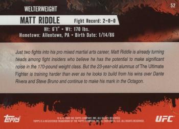 2009 Topps UFC Round 2 - Gold #52 Matt Riddle Back